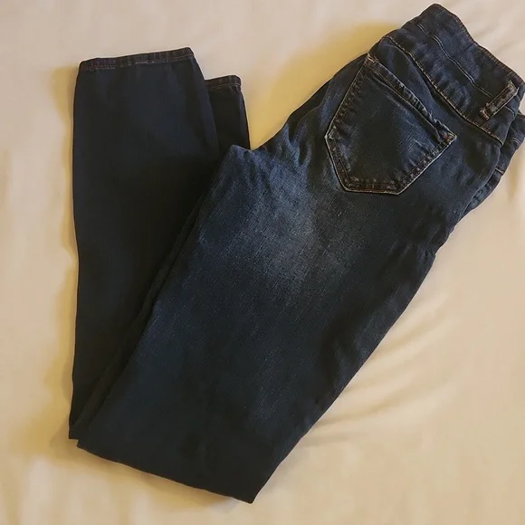 Vintage Y2K Refuge Dark Blue Distressed Skinny Jeans Women's Size 2 - Picture 15 of 16